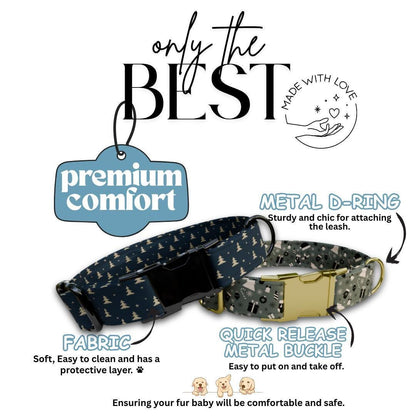 Personalized Christmas Dog Collar Custom Name Tag Holiday Dog Collar Cozy Holiday Design Adjustable & Durable with Metal Buckle (OG-236)