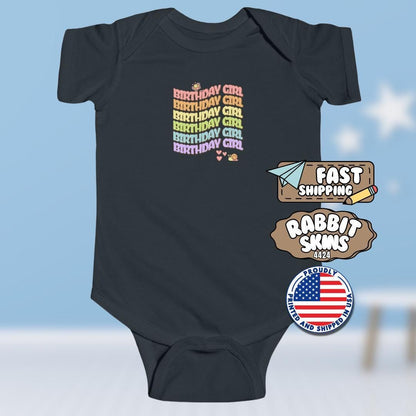 Birthday Girl Infant Fine Jersey Bodysuit Rainbow Baby Onesie Cute Gift Idea for Baby Showers Parties & Photos Baby First Birthday Outfit