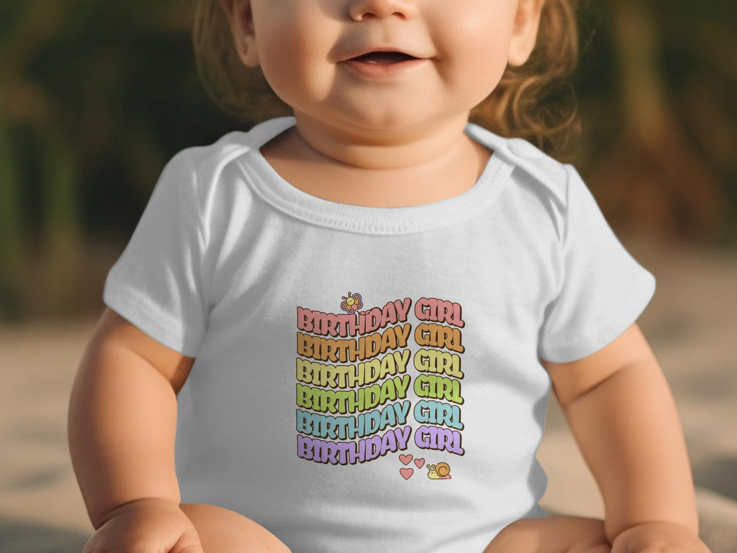 Birthday Girl Infant Fine Jersey Bodysuit Rainbow Baby Onesie Cute Gift Idea for Baby Showers Parties & Photos Baby First Birthday Outfit