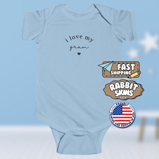 I Love My Gram Infant Fine Jersey Bodysuit Cute Gift for Newborns Gram Baby Gift Idea Cute Baby Shower Present Gift for Gram's Little Love