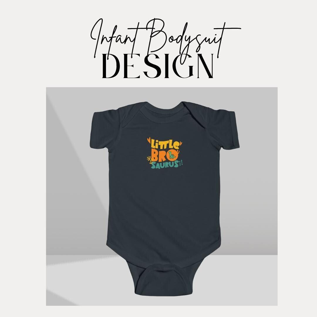 Cute Dinosaur Themed Infant Fine Jersey Bodysuit Little Bro-saurus Infant Gift Baby Shower Newborn Outfit Toddler Fashion Dino Baby Clothes
