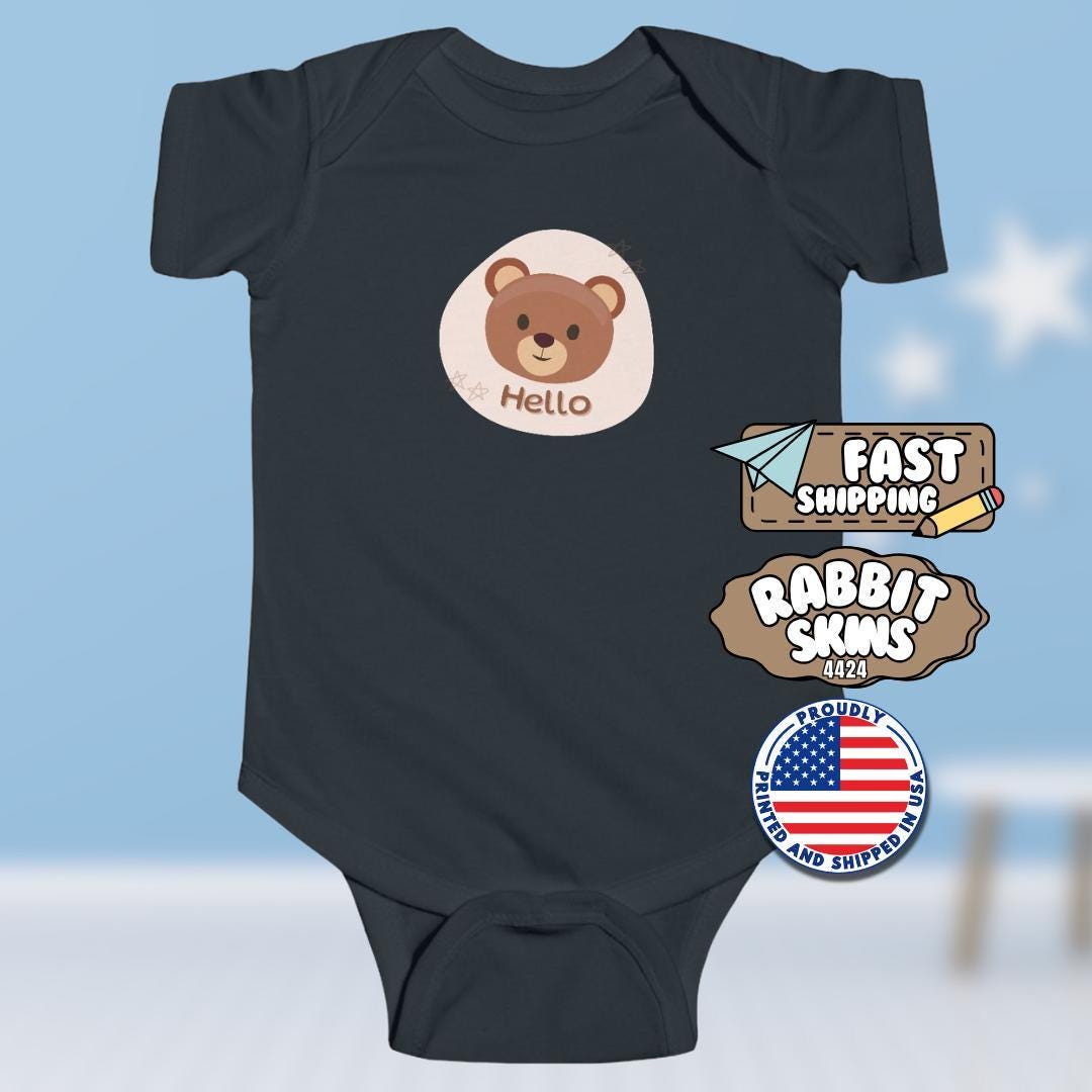 Cute Bear Infant Fine Jersey Bodysuit Newborn Baby Gift Toddler Outfit Cute Baby Clothes Adorable Baby Shower Gift Idea for New Parents