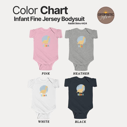 Dino Infant Fine Jersey Bodysuit Cute Infant Outfit for Baby Showers Birthdays Dino Lovers Unisex Newborn Outfit Adorable Dino Romper