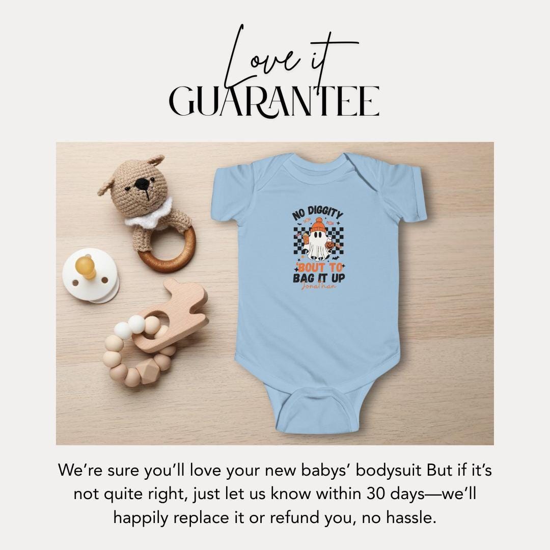 Personalized No Diggity Ghost Halloween Infant Fine Jersey Bodysuit Custom Infant Onesie Ghost Bodysuit for Baby's Trick or Treat in Style