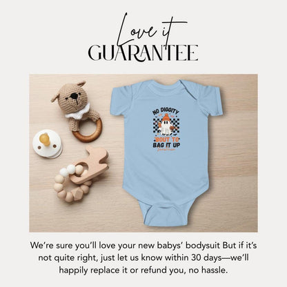 Personalized No Diggity Ghost Halloween Infant Fine Jersey Bodysuit Custom Infant Onesie Ghost Bodysuit for Baby's Trick or Treat in Style