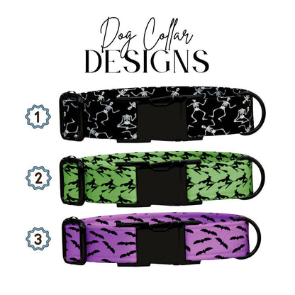 Personalized Halloween Dog Collar with Name Engraved Cute and Soft Fall Adjustable Collar & Leash Set Black or Gold Buckle Dog Gift (OG-146)