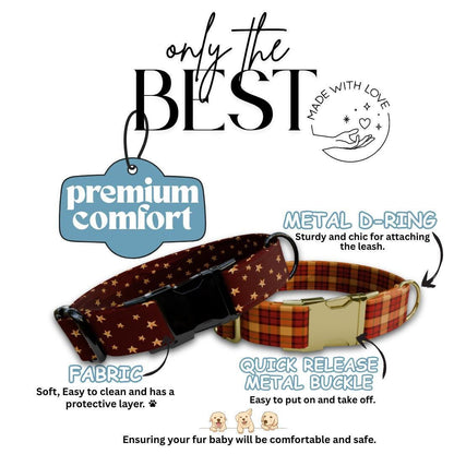 Personalized Christmas Dog Collar Custom Name Tag Holiday Plaid Dog Collar with Metal Buckle & Adjustable Fit Chrismast Dog ID Tag (OG-244)