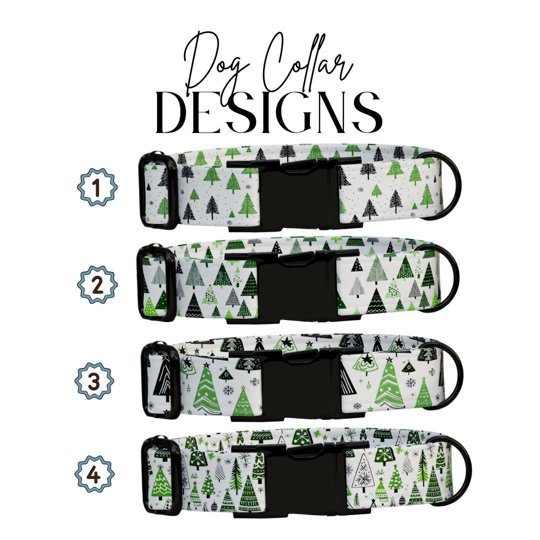 Personalized Christmas Dog Collar with Name Engraved Custom Name Tag Adjustable Collar & Leash Set Festive Tree Collar Gift for Dog (OG-230)