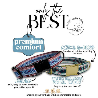 Personalized Ugly Christmas Dog Collar with Name Engraved Custom Holiday Name Tag Adjustable Collar & Leash Set Festive Dog Leash (OG-224)