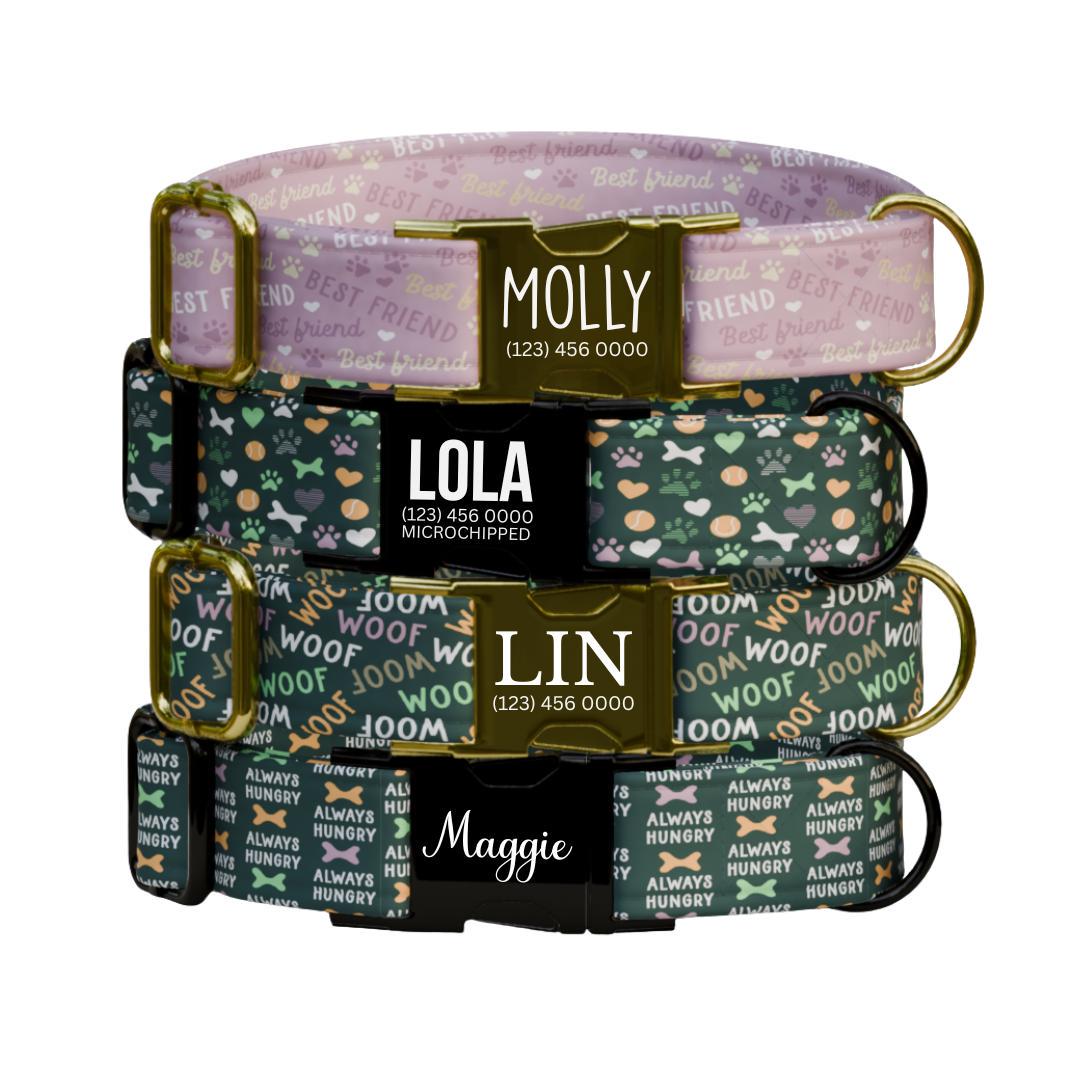 Personalized Cute Dog Collar Designs with Name Engraved Cute and Soft Adjustable Collar & Leash Set Perfect Gift for Dog Lovers (OG-198)