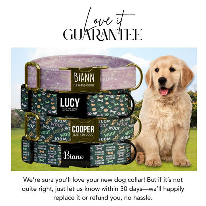 Personalized Cute Dog Collar Designs with Name Engraved Cute and Soft Adjustable Collar & Leash Set Perfect Gift for Dog Lovers (OG-198)