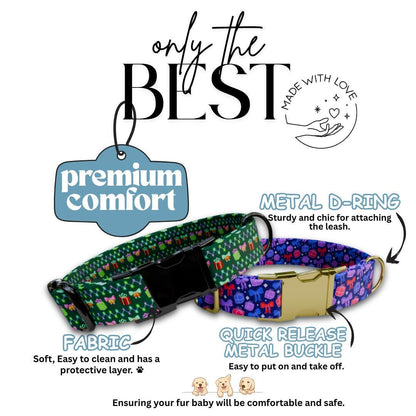 Personalized Christmas Dog Collar Custom Name Tag Neon Xmas Holiday Dog Collar with Metal Buckle & Adjustable Fit Christmas Dog Tag (OG-287)