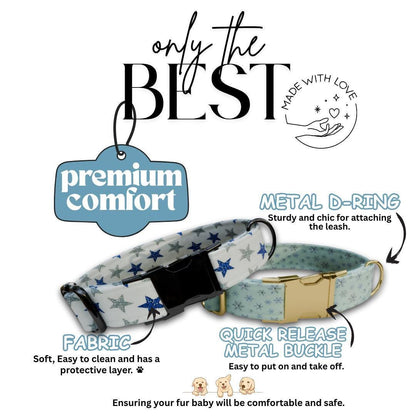 Personalized Winter Dog Collar Custom Name Tag Snowflake Holiday Dog Collar with Metal Buckle & Adjustable Fit Christmas Dog Tag (OG-285)