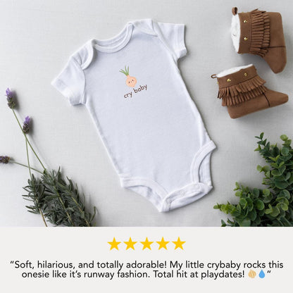 Cute Cry Baby Infant Fine Jersey Bodysuit Infant Outfit Baby Shower Gift Newborn Funny Baby Onesie Toddler Apparel Gift for New Parents