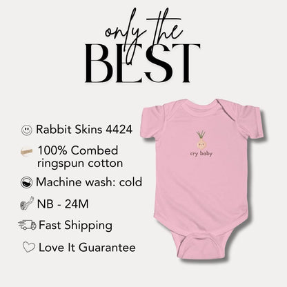 Cute Cry Baby Infant Fine Jersey Bodysuit Infant Outfit Baby Shower Gift Newborn Funny Baby Onesie Toddler Apparel Gift for New Parents