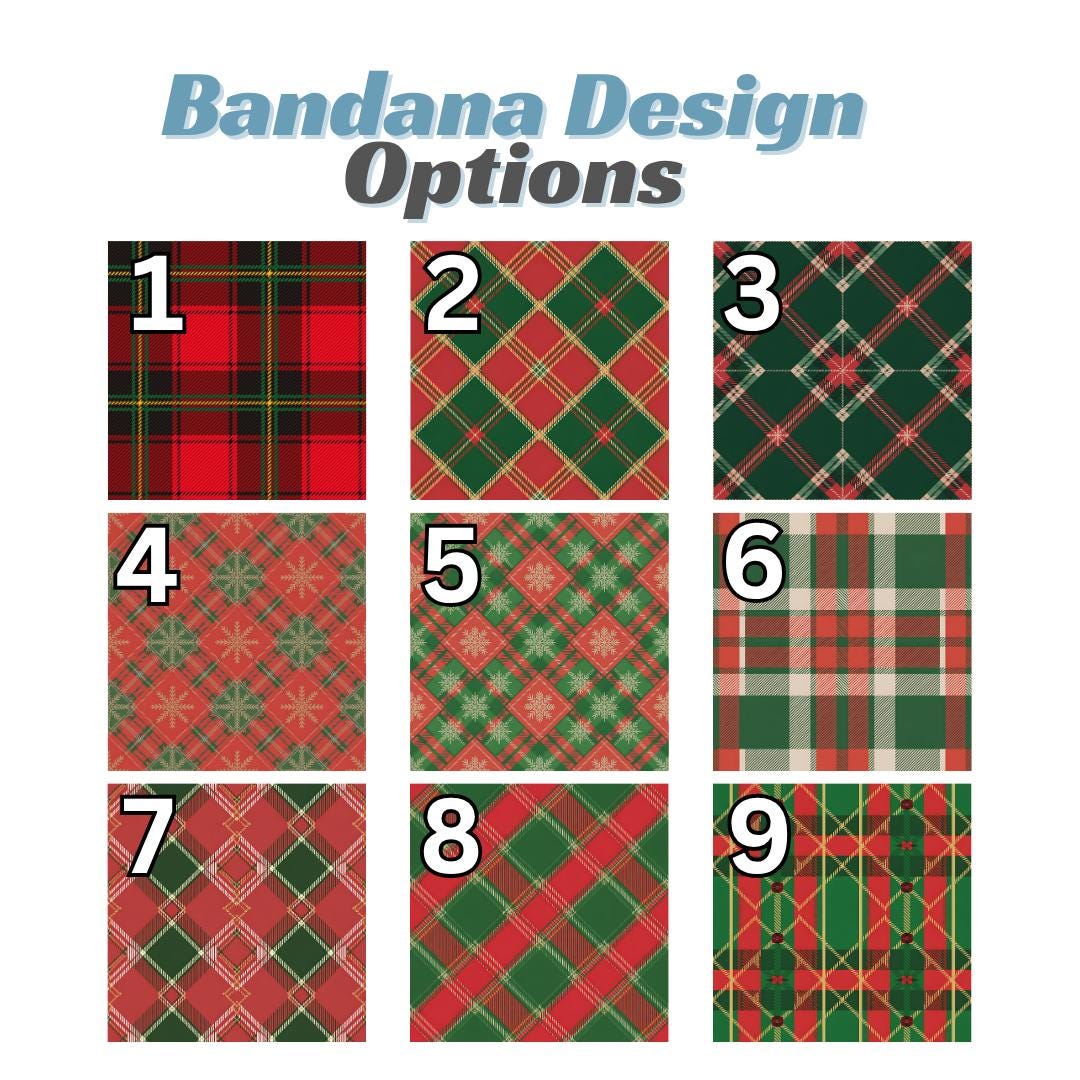 Personalized Christmas Pet Bandana Built-In Collar Custom Dog and Cat Bandana with Name Festive Plaid Designs Holiday Photo Outfit For Pets