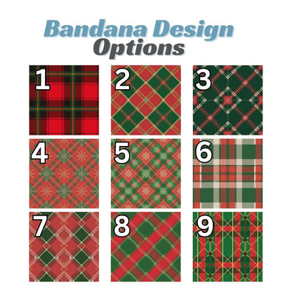 Personalized Christmas Pet Bandana Built-In Collar Custom Dog and Cat Bandana with Name Festive Plaid Designs Holiday Photo Outfit For Pets