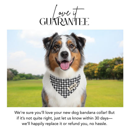 Personalized Houndstooth Pet Bandana Bult-In Collar Custom Name Pet Scarf Stylish Dog & Cat Bandana Gift Soft Polyester Pet Bandana Collar