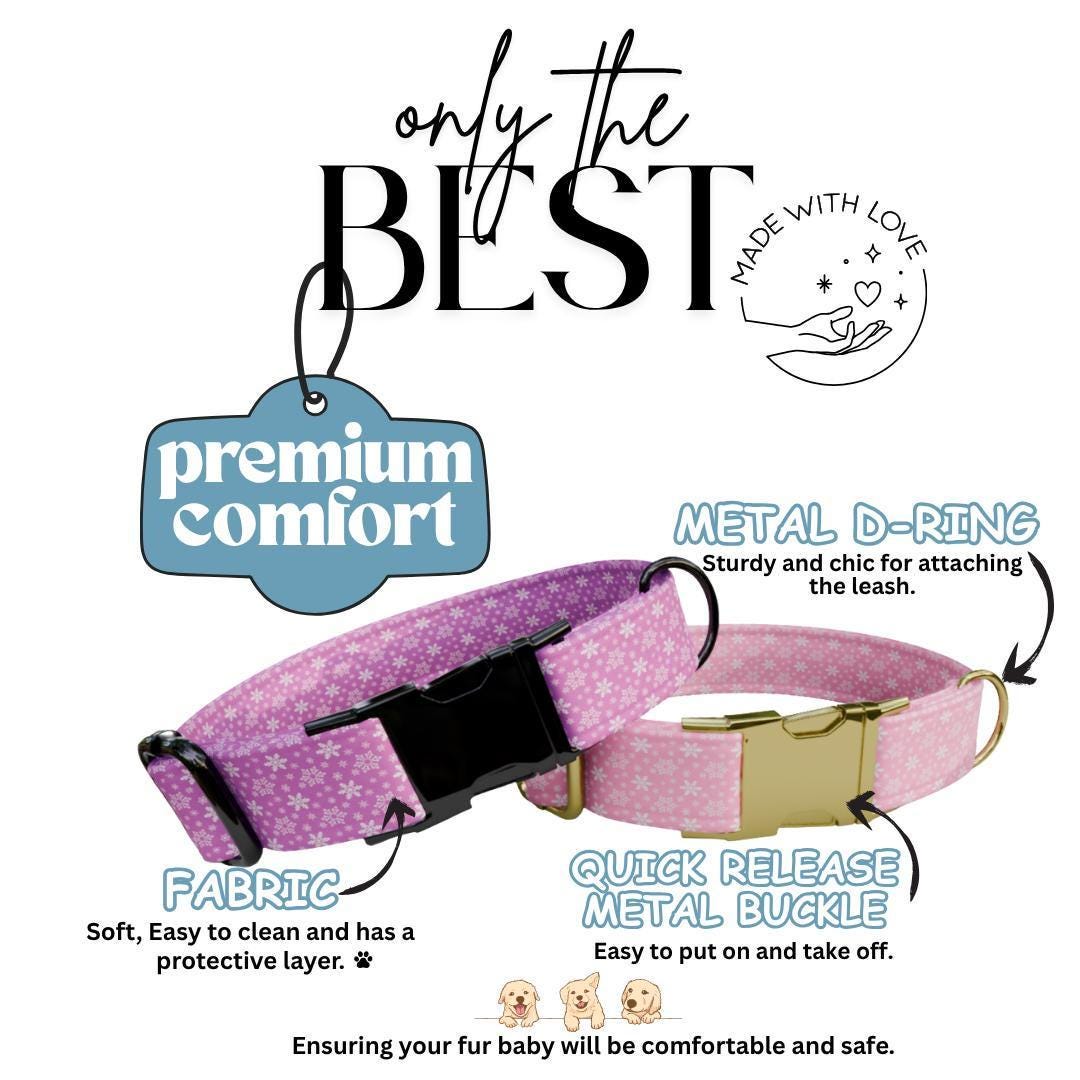 Personalized Dog Collar with Name & Number Custom Engraved Pet Collar Durable Metal Buckle D-Ring  Cute Floral Pattern Dog Collar (OG-238)