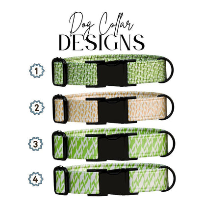 Personalized Green Dog Collar with Name Engraved Modern Nature-Inspired ID Adjustable Collar & Leash Set Trendy Green Gift for Dogs (OG-252)