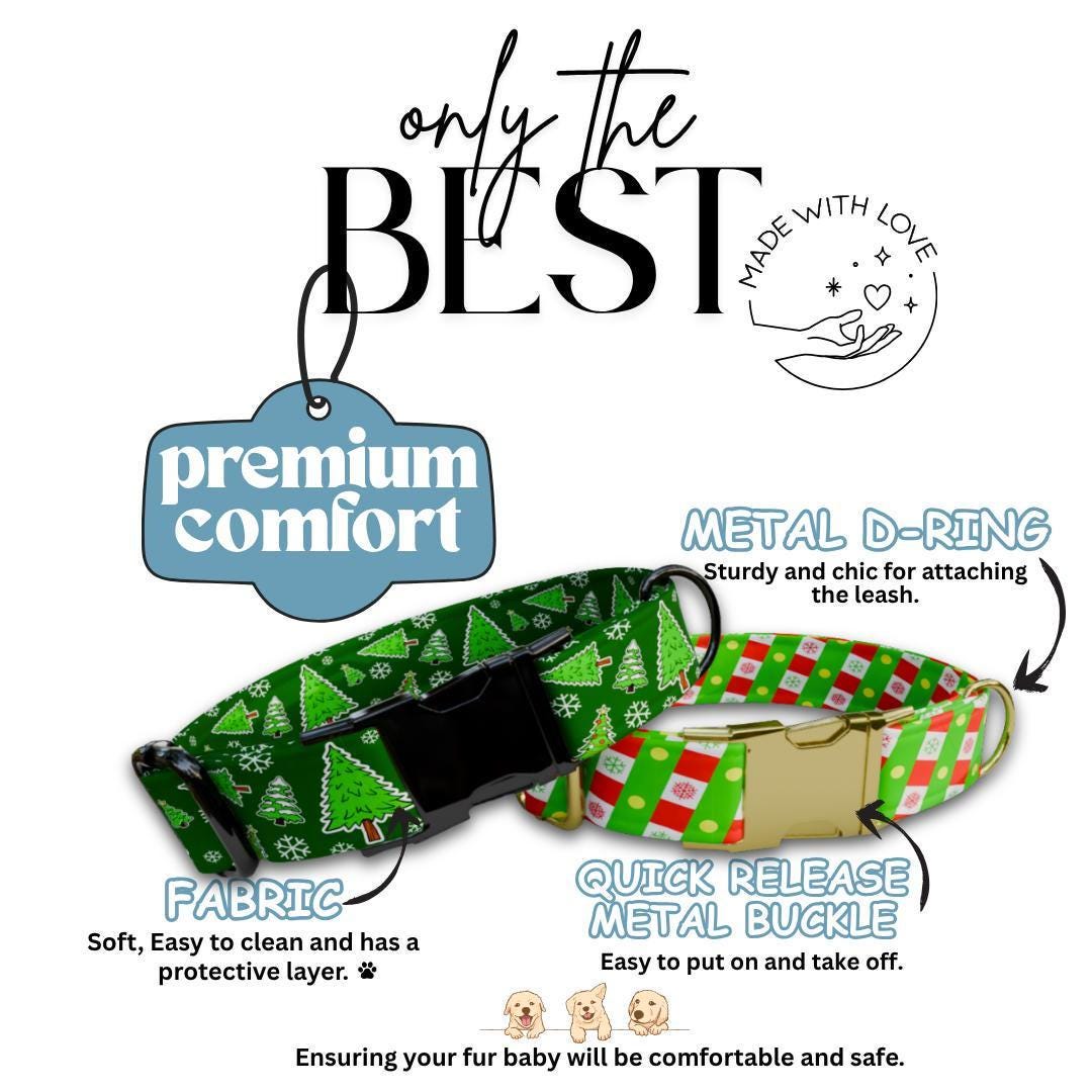 Personalized Christmas Dog Collar Custom Engraved  Name Holiday Pet Collar Durable Metal Buckle & D-Ring Adjustable Collar for Dogs (OG-233)