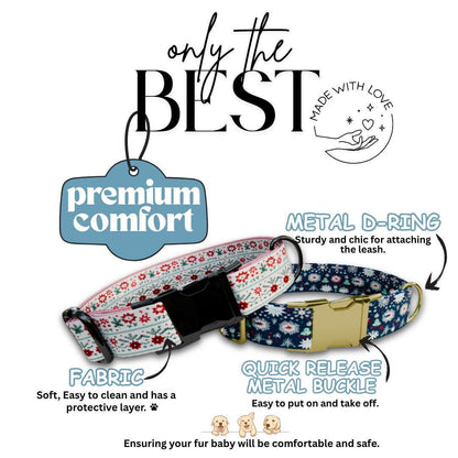 Personalized Ugly Christmas Dog Collar with Name Engraved Custom Name Tag Adjustable Collar & Leash Set Festive Flurries Dog Tag (OG-220)