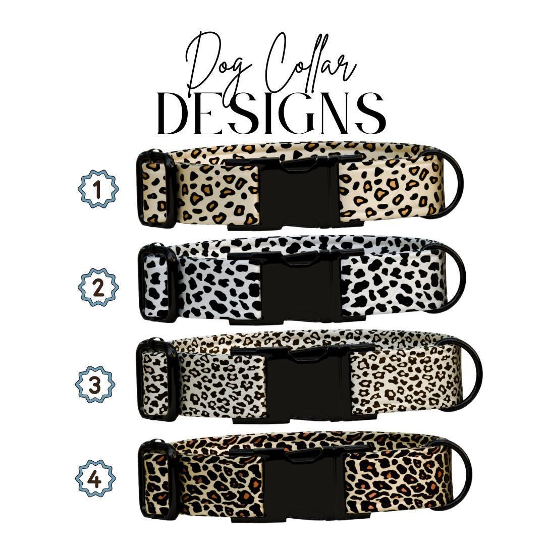 Personalized Leopard Print Dog Collar Custom Name Tag Fierce n' Fabulous Dog Collar with Metal Buckle & Adjustable Fit Dog ID Tag (OG-292)