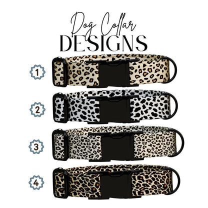 Personalized Leopard Print Dog Collar Custom Name Tag Fierce n' Fabulous Dog Collar with Metal Buckle & Adjustable Fit Dog ID Tag (OG-292)