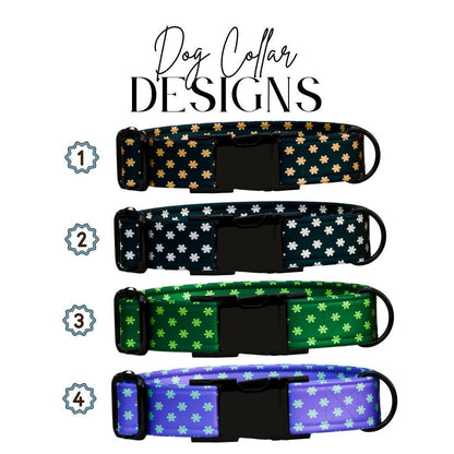 Personalized Daisy Dog Collar for Girls with Name Engraved Cute Flower Print Tag Collar Dogs Adjustable Collar & Leash Set Dog Gift (OG-273)