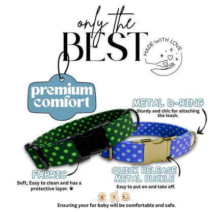 Personalized Daisy Dog Collar for Girls with Name Engraved Cute Flower Print Tag Collar Dogs Adjustable Collar & Leash Set Dog Gift (OG-273)