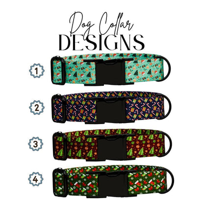 Personalized Christmas Dog Collar Custom Name Tag Holiday Pet Collar with Metal Buckle Durable D-Ring & Festive Print Gift for Dogs (OG-231)