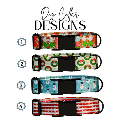 Personalized Christmas Dog Collar Custom Name Tag Festive Holiday Dog Collar with Metal Buckle & Adjustable Fit Christmas Dog Tag (OG-284)