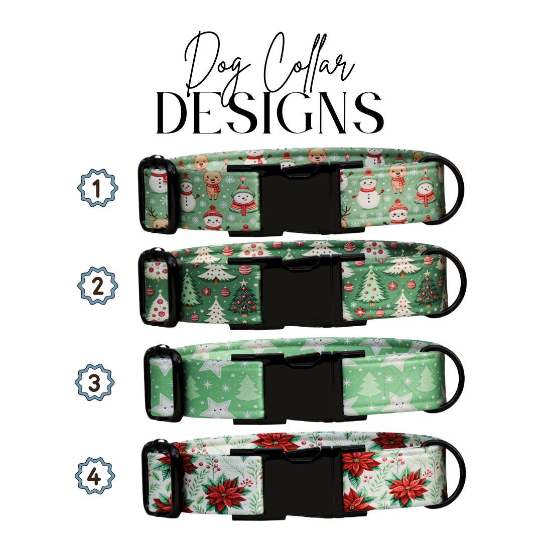 Personalized Christmas Dog Collar Custom Name Tag Festive Holiday Dog Collar with Metal Buckle & Adjustable Fit Christmas Dog Tag (OG-280)