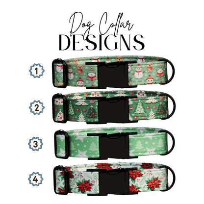 Personalized Christmas Dog Collar Custom Name Tag Festive Holiday Dog Collar with Metal Buckle & Adjustable Fit Christmas Dog Tag (OG-280)