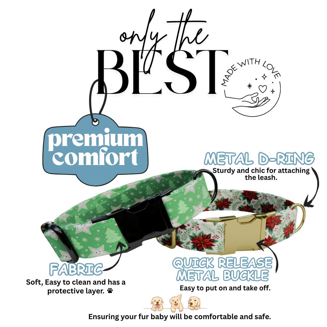 Personalized Christmas Dog Collar Custom Name Tag Festive Holiday Dog Collar with Metal Buckle & Adjustable Fit Christmas Dog Tag (OG-280)