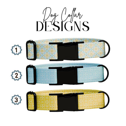 Personalized Geometric Pastel Dog Collar with Name Engraved Cute and Soft Adjustable Collar & Leash Set Black Gold Buckle Dog Gift (OG-152)
