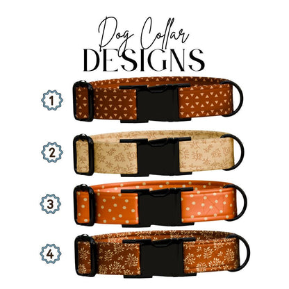 Personalized Fall Dog Collar Custom Name Tag Autumn Pattern Dog Collar with Metal Buckle & Adjustable Fit Cute Fall Autumn Dog Tag (OG-241)
