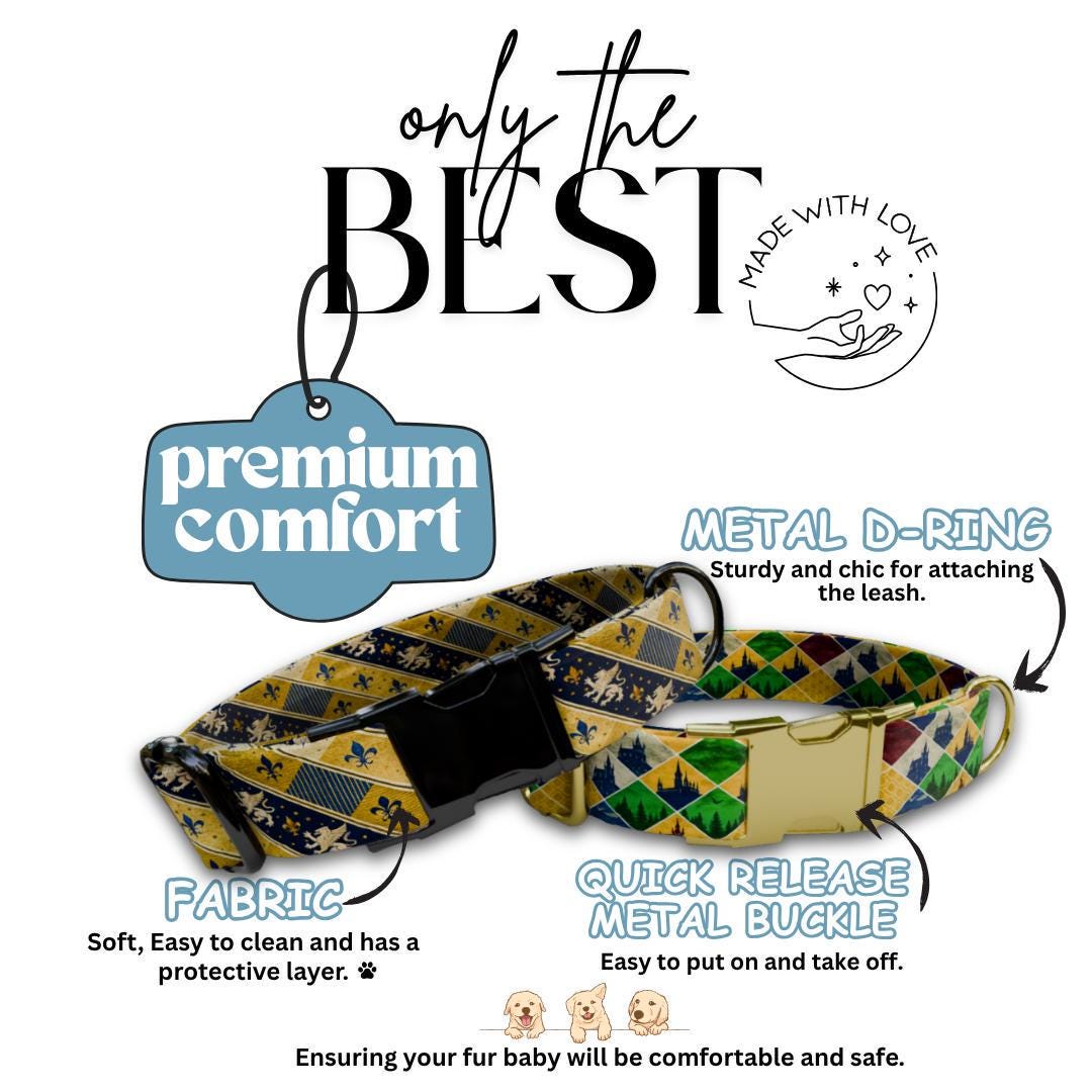 Personalized Magical Kingdom Dog Collar with Name Engraved Custom Name Tag Fantasy Royal Themed Dog Collar Cute Gift for Dog Lovers (OG-267)