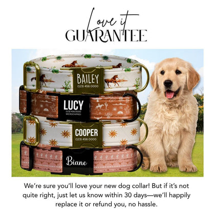 Personalized Western Dog Collar Custom Name Tag Cute Cowboy Style Dog Collar with Metal Buckle & Adjustable Fit Western Dog ID Tag (OG-246)