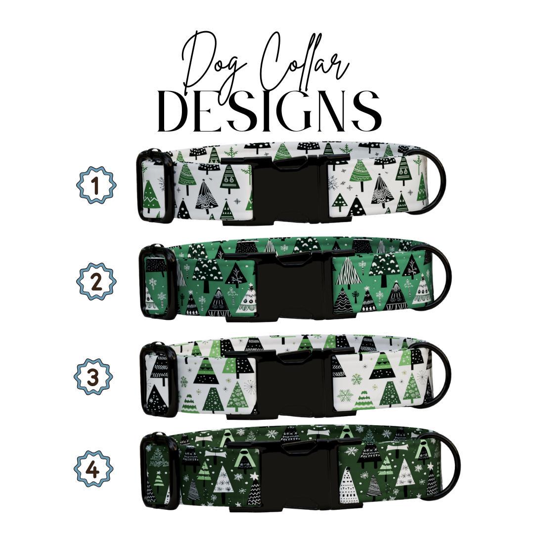 Personalized Christmas Dog Collar with Name Engraved Custom Name Tag Adjustable Collar & Leash Set Festive Tree Collar Gift for Dog (OG-228)
