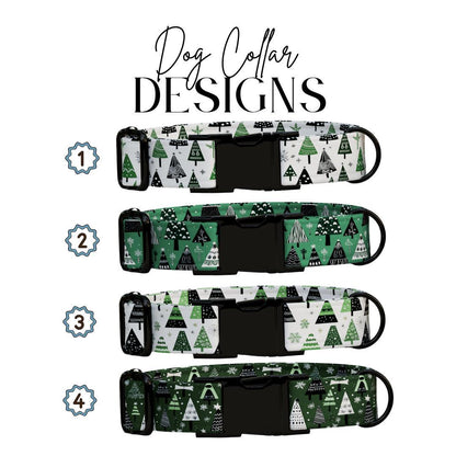 Personalized Christmas Dog Collar with Name Engraved Custom Name Tag Adjustable Collar & Leash Set Festive Tree Collar Gift for Dog (OG-228)