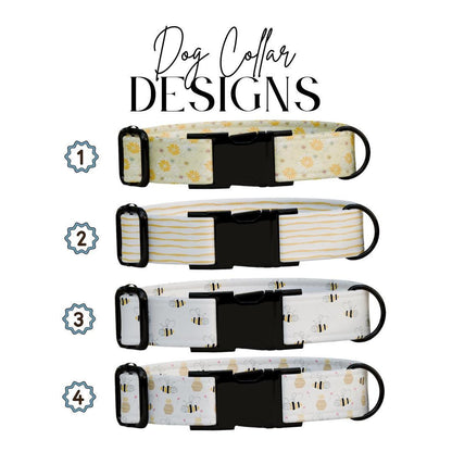 Personalized Dog Collar Busy Bees Design with Name Engraved Custom Name Tag Bees Dog Tag Adjustable Collar & Leash Set Gift for Dog (OG-217)