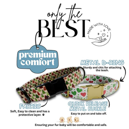 Personalized Christmas Dog Collar Custom Name Tag Festive Holiday Dog Collar with Metal Buckle & Adjustable Fit Christmas Dog Tag (OG-281)