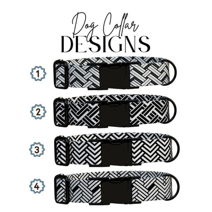 Personalized Modern Geometric Style Dog Collar with Name Engraved Custom Pet Name ID Collar for Pets Collar & Leash Set Dog Collar (OG-188)