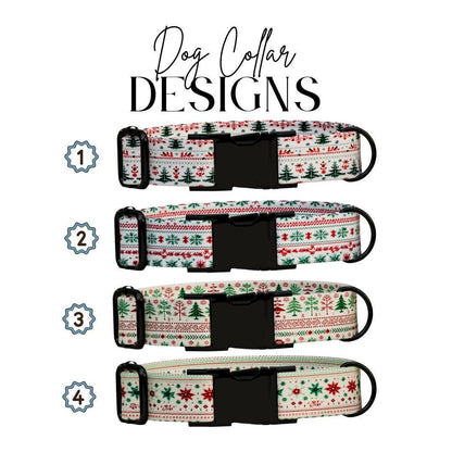 Personalized Christmas Dog Collar with Name Engraved Custom Holiday Name Tag Adjustable Collar & Leash Set Festive Winter Dog Leash (OG-225)