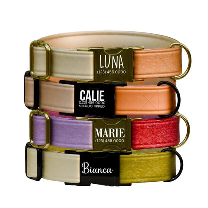 Personalized Ombre Dog Collar with Name Engraved Cute Trendy Ombre Design Tag Collar Dogs Gradient Adjustable Collar & Leash Set (OG-298)