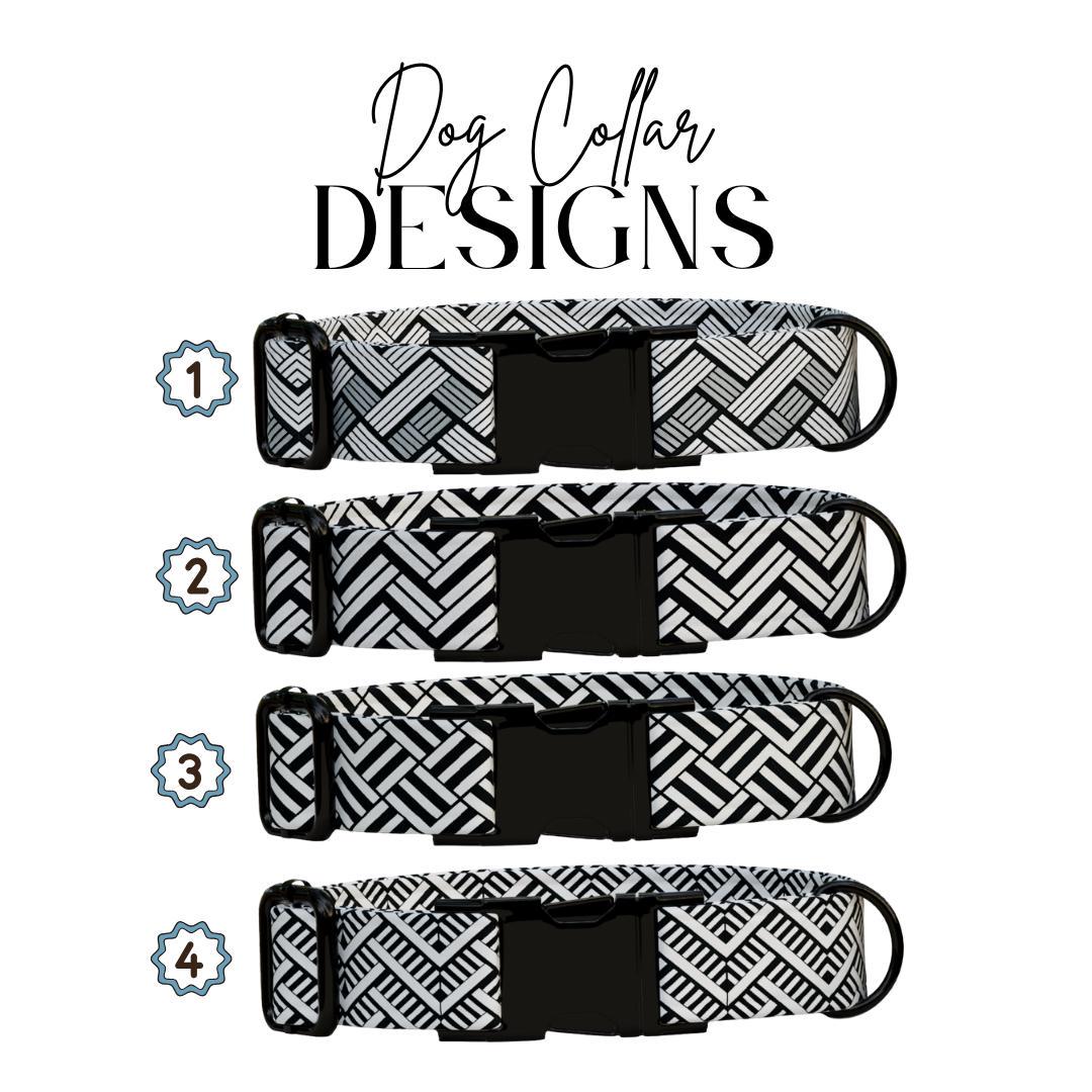 Personalized Modern Geometric Weave Dog Collar with Name Engraved Custom Pet Name ID Collar for Pets Collar & Leash Set Dog Collar (OG-187)