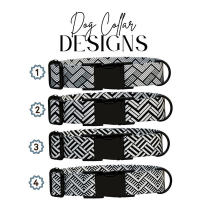 Personalized Modern Geometric Weave Dog Collar with Name Engraved Custom Pet Name ID Collar for Pets Collar & Leash Set Dog Collar (OG-187)