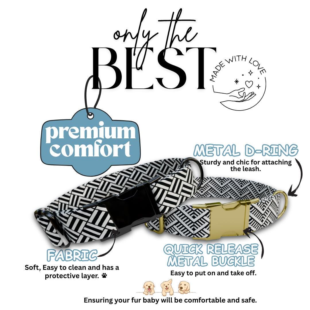 Personalized Modern Geometric Weave Dog Collar with Name Engraved Custom Pet Name ID Collar for Pets Collar & Leash Set Dog Collar (OG-187)