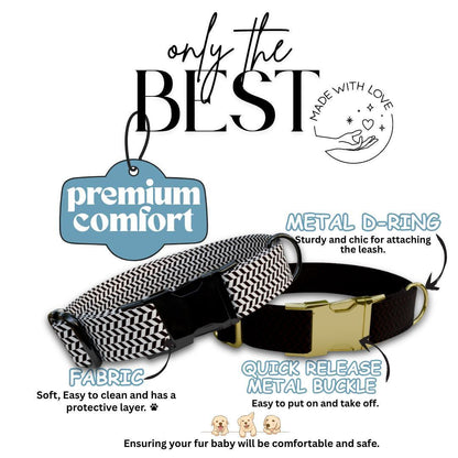 Personalized Herringbone Dog Collar with Name Engraved Custom Pet Name ID Collar Secure Collar & Leash Set Dog Name Tag Gift Idea (OG-185)